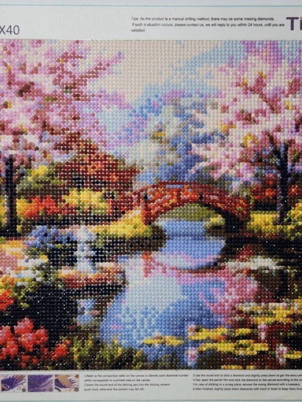 5D Diamond Painting Cherry Blossoms and Meadow Kit with all supplies